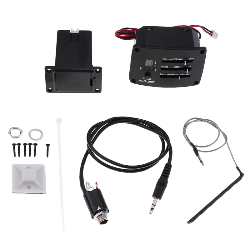 1 Set 3 Band Eq Equalizer Preamp Pickup Piezo Amplifier Aeq-200t Black For Wood Guitar Accessory | Спорт и развлечения