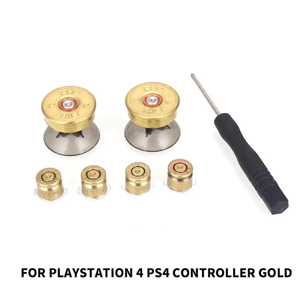 Для Sony PS4 4 металлические кнопки + 2 для аналоговых стиков с отверткой Playstation Palyer