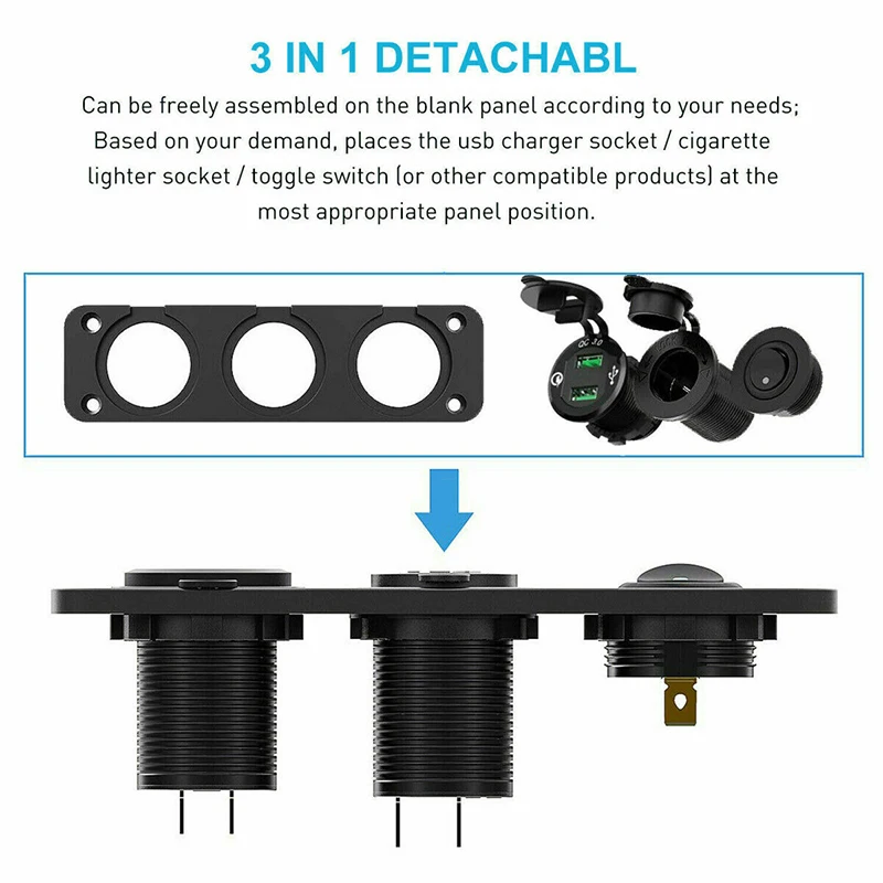 Универсальный автомобильный двойной USB Зарядное устройство для смарт мобильный телефон Вольтметр+ гнездо для автомобильного прикуривателя+ переключатель Панель Водонепроницаемый аксессуары