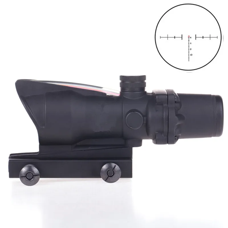 ACOG 4X32 настоящий волоконный оптический охотничий прицел зеленый с подсветкой шеврон Стекло гравированный сетка тактический оптический прицел - Цвет: 2BZR-CHEVRON