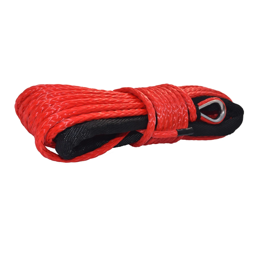 Red 6mm*15m Winch Cable,Synthetic Winch Rope 6mm,ATV Winch Line for