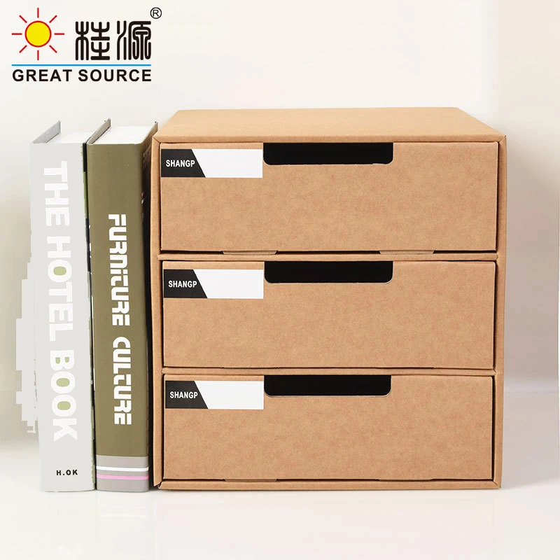 3 Layers Storage Composable Cabinet Office 3 Drawers  Corrugate Foldable Home Storage Kraft Paper Environment Friendly(3PCS) 3pcs bookshelf decor fake book model decorative books for home decor bookcase decor