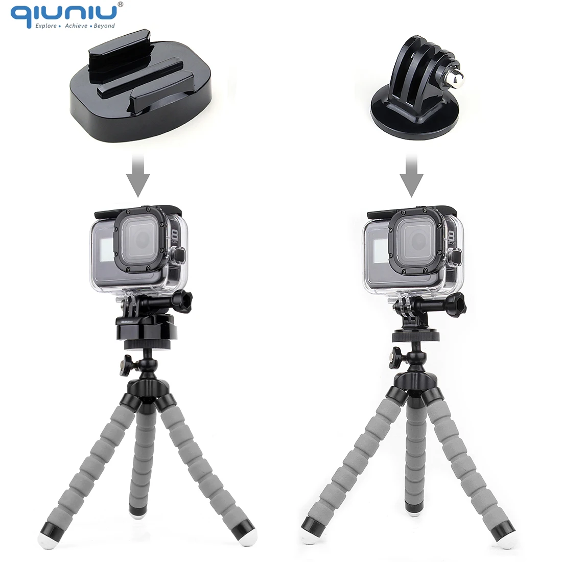 HSU Adattatore Scarpa Fredda in Alluminio per GoPro, Adattatore Treppiede per Videocamere d'azione Hero 12/11/10/9/8/7/6/5/4/3