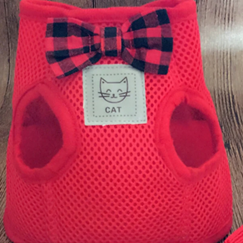 Воздушный сетчатый поводок для питомца кошки с поводком большой маленький котенок прогулочная куртка S, M, L, XL