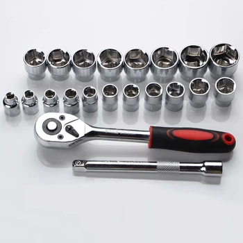 

3/8 CR-V Ratchet Wrench Non-slip Wrench Socket Set Multifunctional Repair Hand Tool Auto Bicycle Tools Kit
