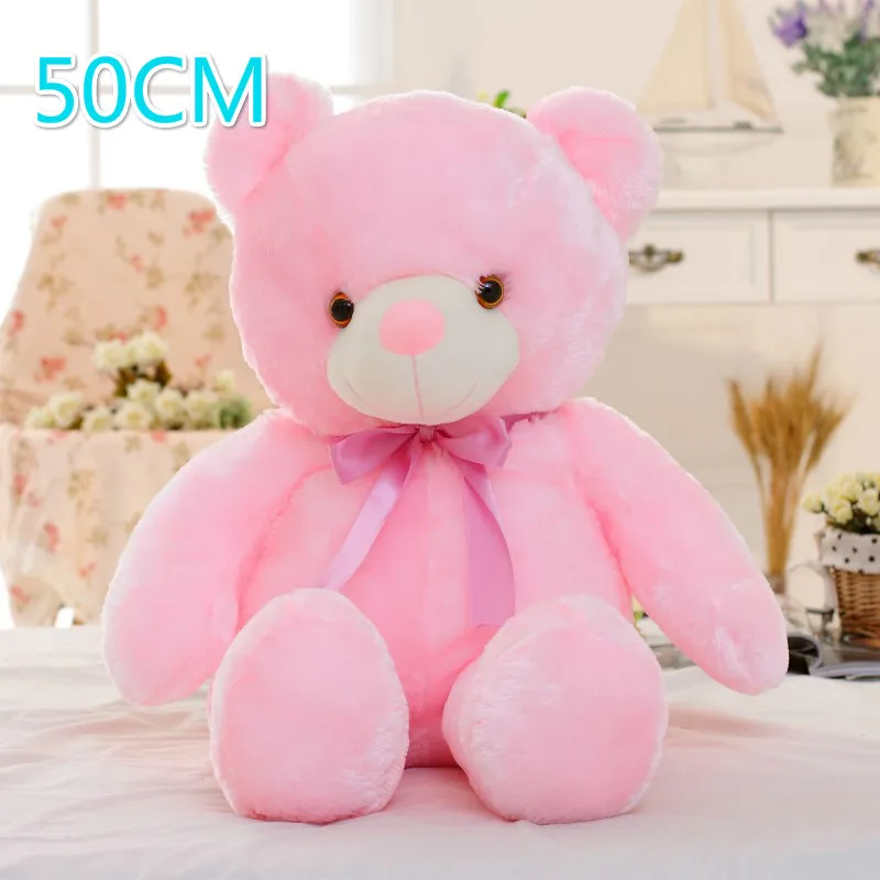 50cm Pink bear Световой 25/30/50 см творческий светильник вверх СВЕТОДИОДНЫЙ красочные светящиеся Плюшевые мишки Мягкие плюшевые игрушки Рождественский подарок для детей - Цвет: 50cm Pink bear