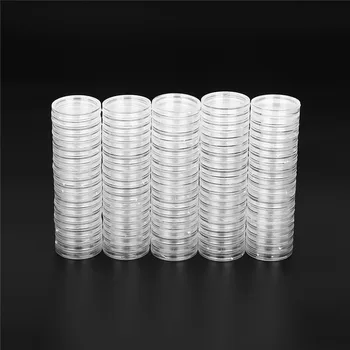 

Portable Round Storage Box 100PCS 27mm Coin Cases Capsules Holder Applied Clear PS Material Clear Transparent Scratch Resistance