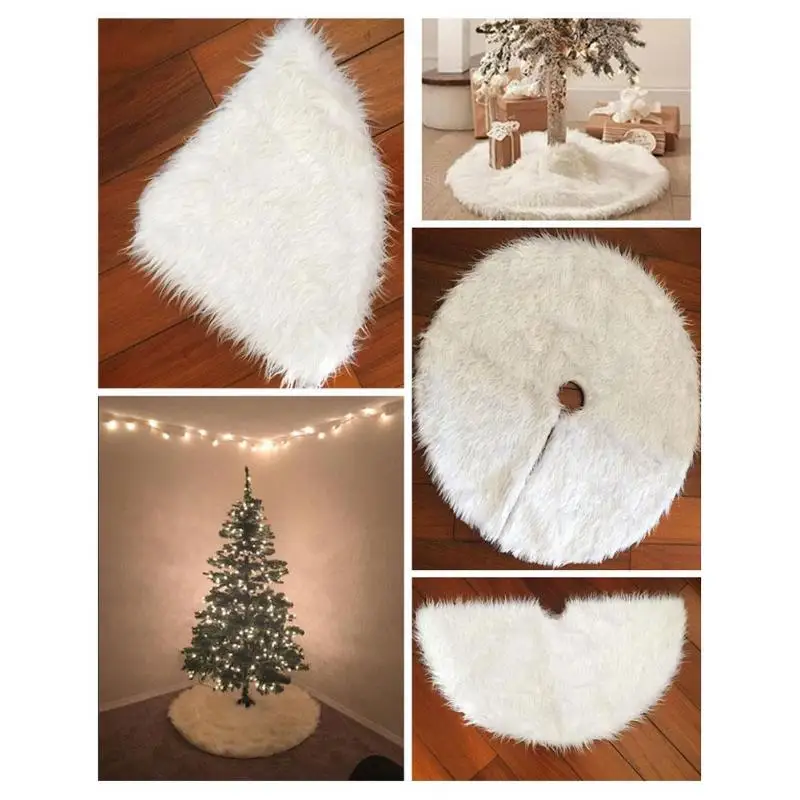 Белый плюш Рождественская елка юбка домашний Открытый Декор Круглый Ковер Напольный коврик Рождественская елка украшение