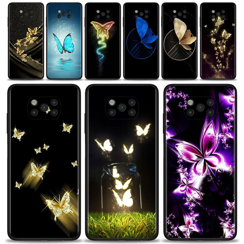 Светящийся чехол-бабочка для Xiaomi Poco X3 F3 GT M3 NFC F1 M4 Pro 5G чехол Mi 11T 10T 9T 11 Note 10 Lite Civi |
