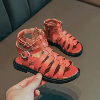 

2020 Fashion Side Pocket Beach Sandals for Big Girls Summer Gladiator Cut-Outs Kids Shoes Children Rome Sandals Open Toe