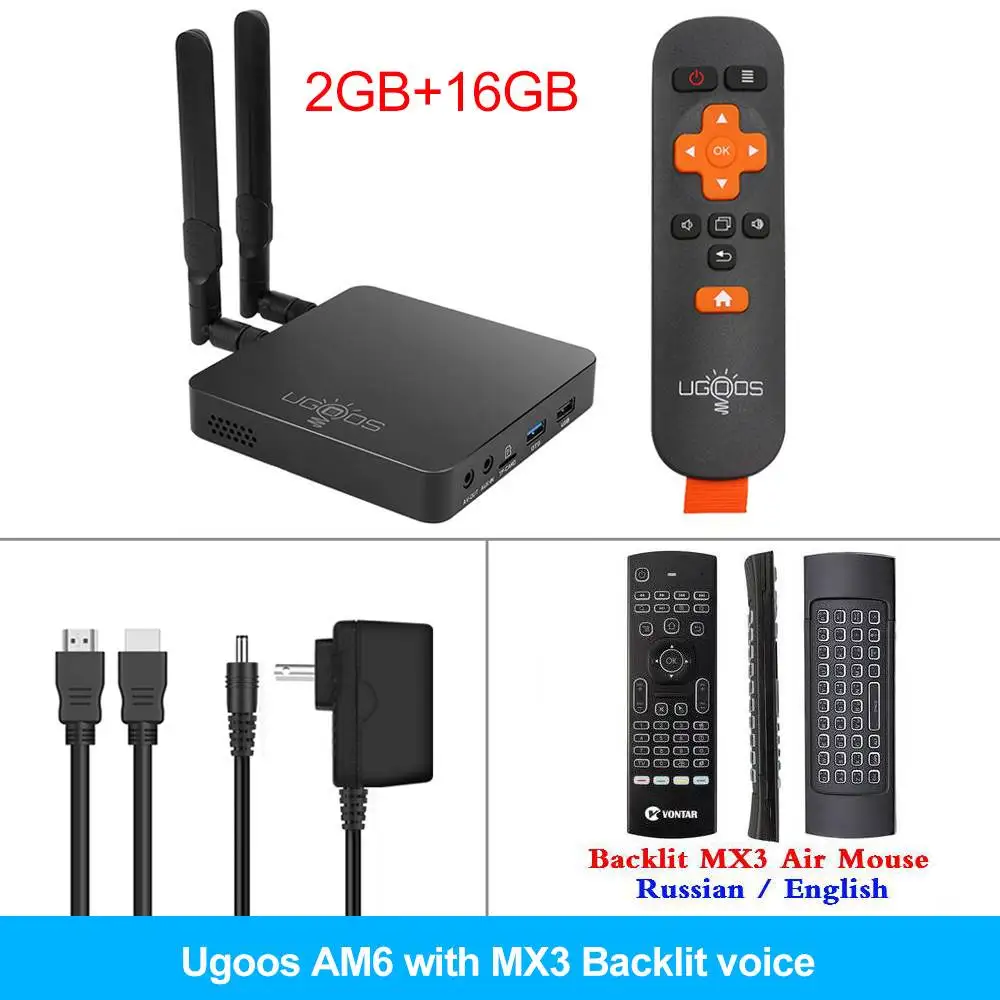 UGOOS AM6 Pro tv BOX Android 9,0 Amlogic S922X DDR4 4 ГБ ОЗУ 32 Гб ПЗУ 2,4/5G WiFi 1000M LAN BT 4K AM6 2G/16G медиаплеер HD OTA - Цвет: 2GB16GB MX3