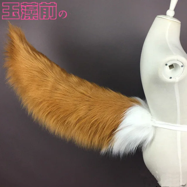 FGO tamamo no Mae Fox плюшевые уши хвосты Амин Япония косплей реквизит косплей костюм повязка на голову аксессуары для волос подарки - Цвет: 95cm tail