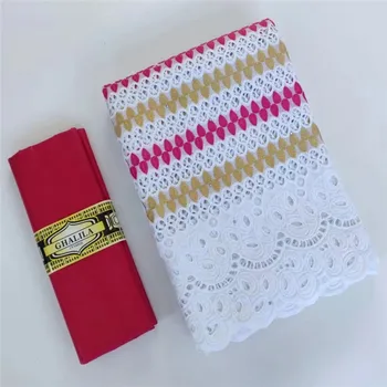 

2.5 y Swiss lace fabric +2.5 y Bazin Brode riche embroidery African 100% cotton fabrics Swiss voile lace popular Dubai style WH2