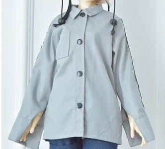 T02-X548-9 Blyth Кукла Одежда 1/3 1/4 bjd 1/6 куклы аксессуары хлопок Письмо Длинный Рукав Рубашка длинные джинсовые шорты - Цвет: grey long shirt