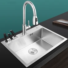 304 Stainless Steel Kitchen Sink With Knife-Holder Multifunction Single Bowl Brushed Topmount Wash Basin For Kitchen Fixture
