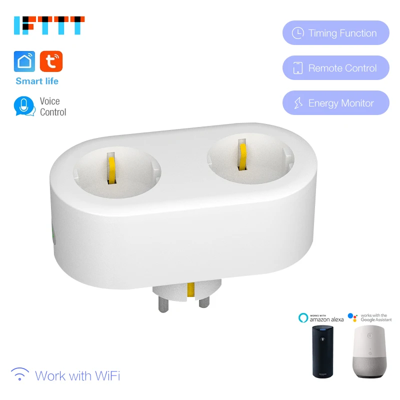 10 шт. 2 в 1 умная розетка Wifi умная розетка 16A ЕС FR KR розетка монитор питания Энергосбережение работает Google Home Mini Alexa IFTTT