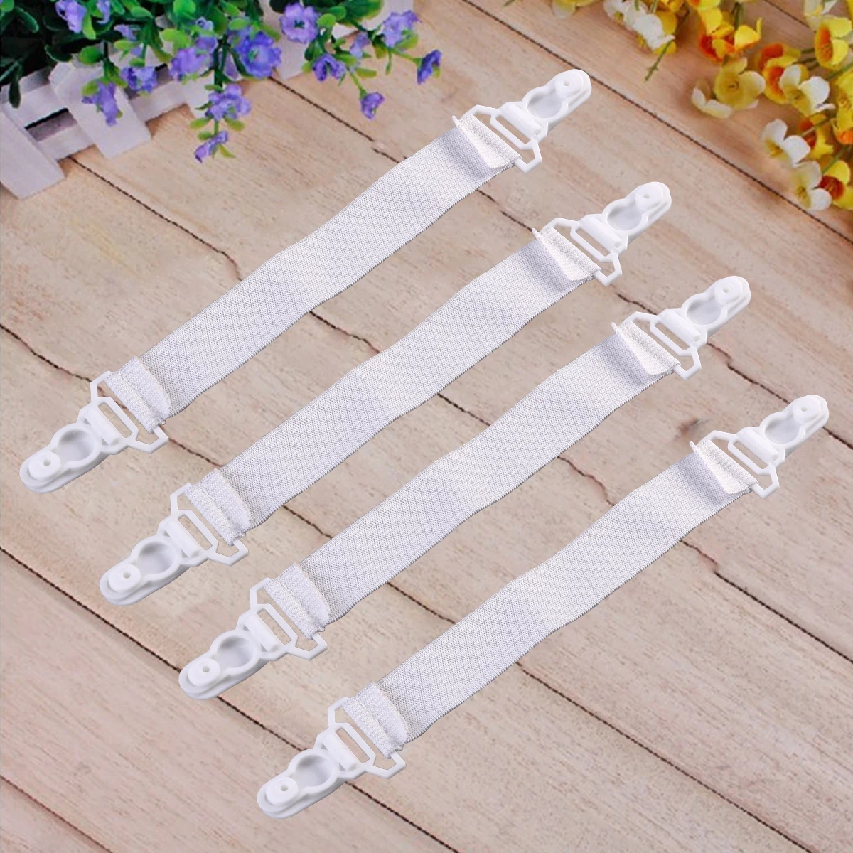 

4pcs Garter Style Elastic Bed Sheet Grippers Garter Fastener Straps Rubber Button Hook Clasp For Satin Sheetmattress Cover