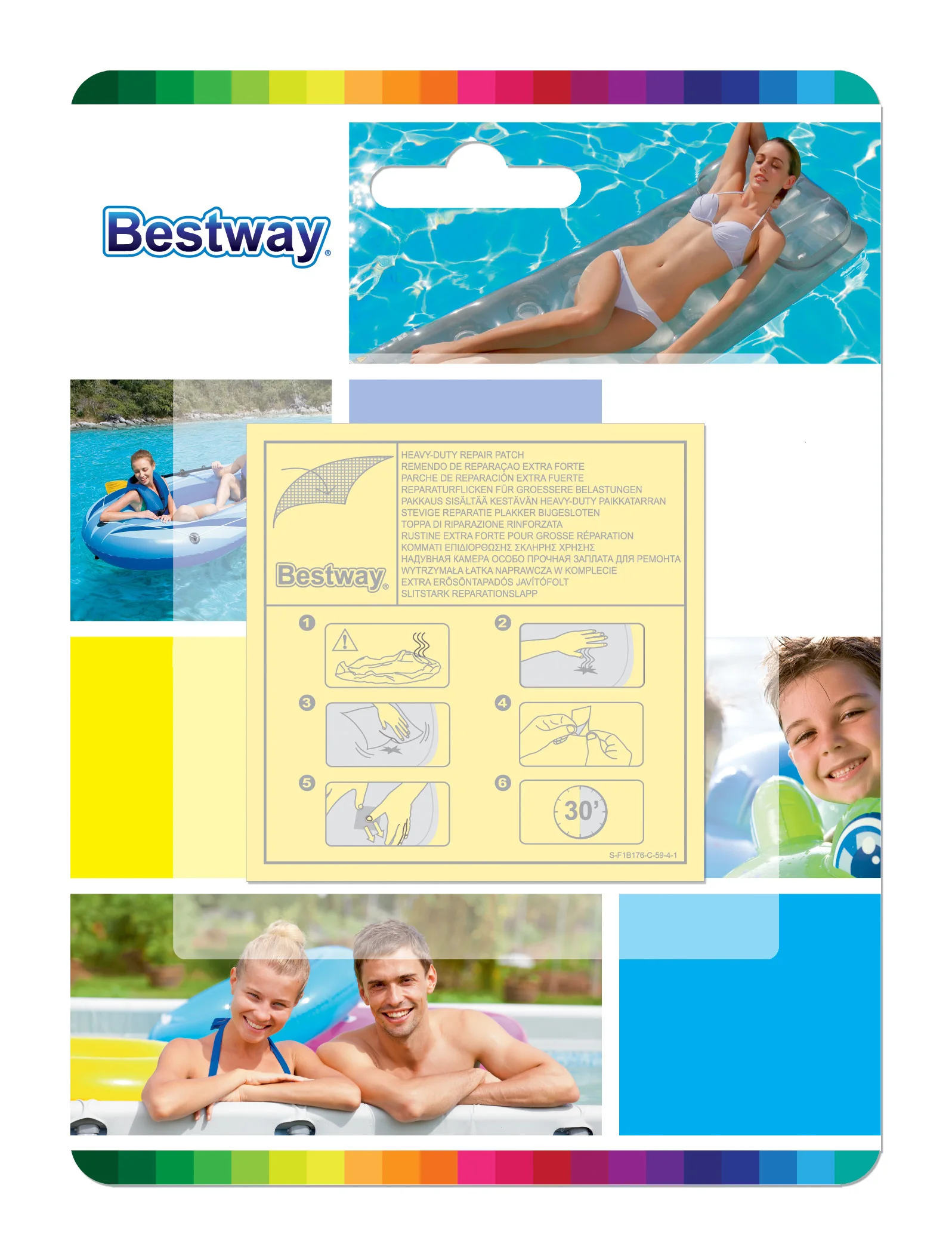 62068 Bestway 360 шт. 2,5x2,5 дюйма клейкая ремонтная пластырь для пластикового бассейна, надувной лодки, коврика, дивана, кровати 6,5x6,5 см сверхпрочная пластырь
