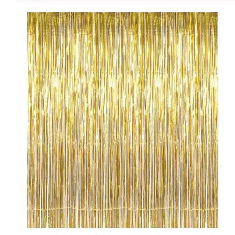 Golden 1x2 м розовый Золотой Фольга занавес бахрома мишура гирлянды свадебный фон реквизит для фотосессии День Рождения украшения стены - Color: Golden