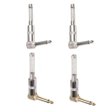 

6.35mm Mono Audio Plug 90 Degree Angle Jack Microphone DIY Plug with Spring Buffer Audio Connector for DIY welding and matching