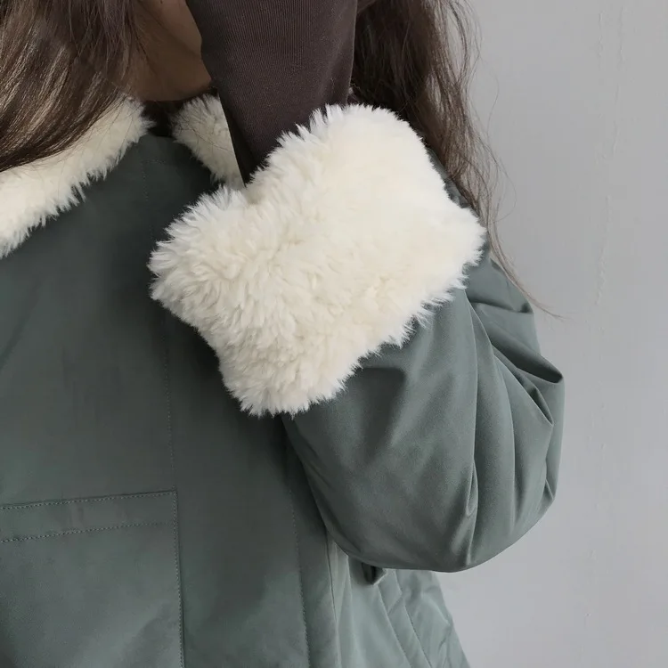 Winter New Pure Color Thickened Short Cotton Jacket Lamb Wool Bread Clothes for Women Chaquetas Mujer Invierno