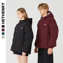 Heyhenry двустороннее зимнее однотонное толстое теплое хлопковое пальто с капюшоном, мужские пары в гонконгском стиле, корейский стиль, пальто