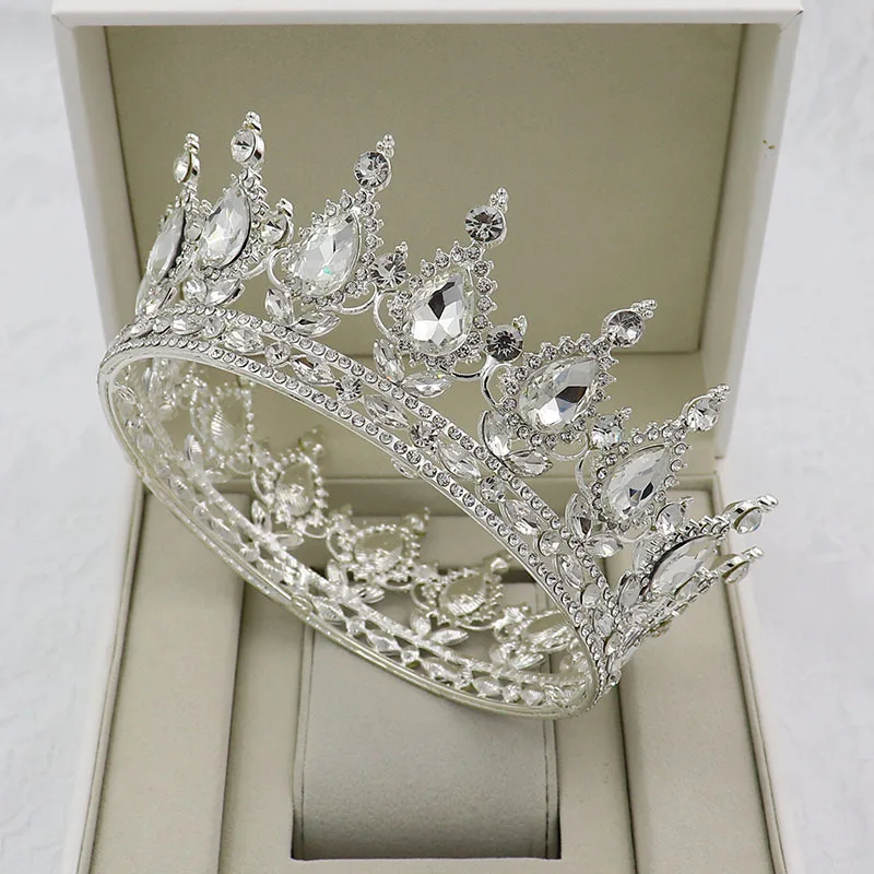 30 Options Crystal Tiaras Bride Wedding Crown Royal Queen King Round Diadem Bridal Headpiece Pageant Hair Jewelry Head Accessory (6)