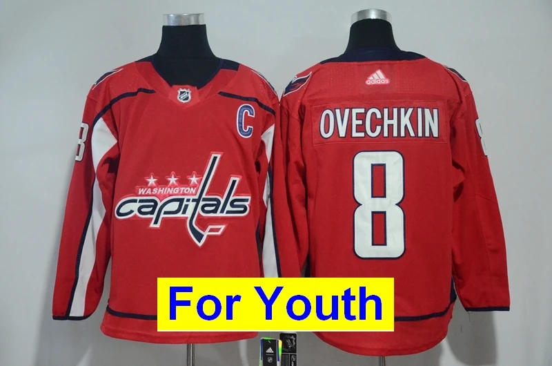 Детские Молодежные Washington TJ Oshie Александра Овечкина Tom Holtby Nicklas Backstrom Braden Евгений Кузнецова Майки - Цвет: as photo