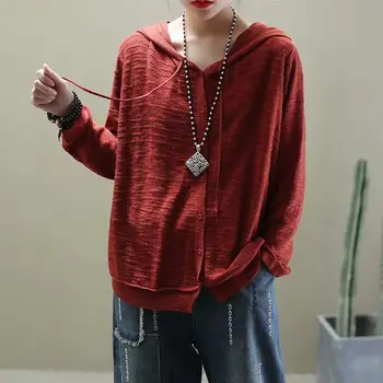 

Spring Literary Hooded Cardigan Female 2020 New Loose Knit Sweater Wild Thin Jacket Women Single Breasted Shirt Coat Tops r439