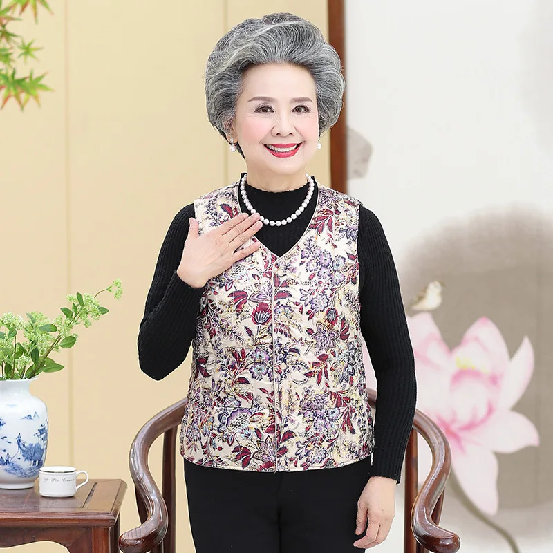 

Old Man Fall And Winter Clothes Brushed And Thick Vest Waistcoat Grandma-Cotton-padded Clothes Waistcoat Middle-aged WOMEN'S App