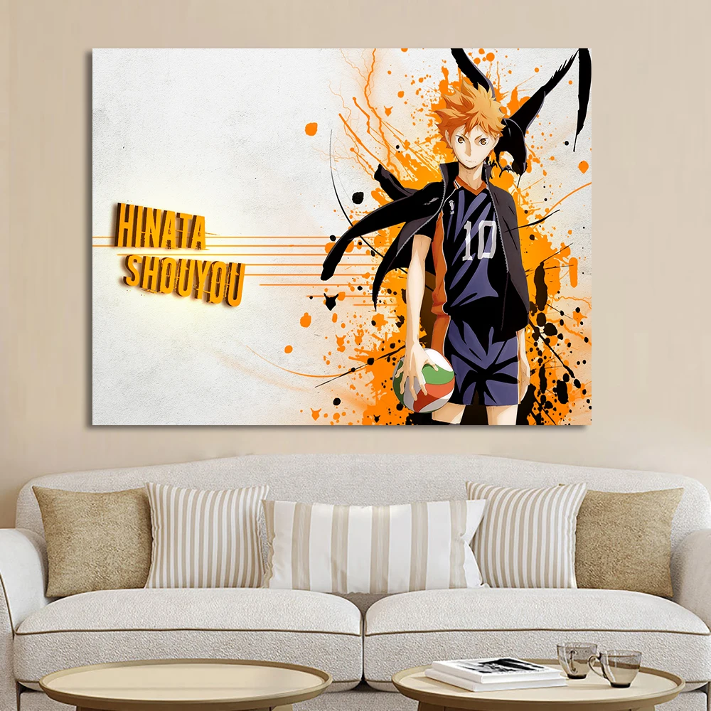

Canvas Painting Wall art With Frame Poster Animation Film Television Haikyuu Nordic Style Canvas Painting For Bedroom Home Decor