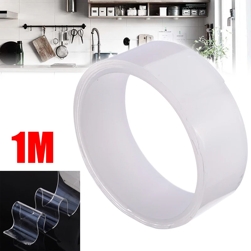 

1m Washable Clear Nano Tape Multi-function Nano-free Magic Two Sided Adhesive Nano Tape Removable Traceless Gel Grip Sticker