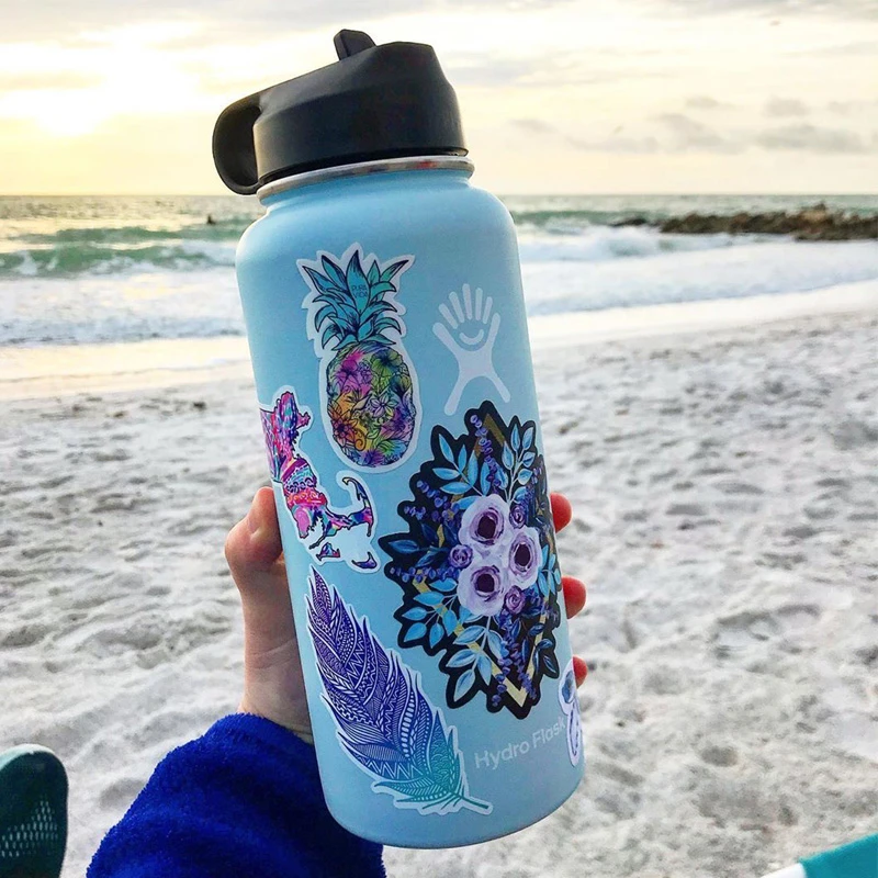stickered hydroflask