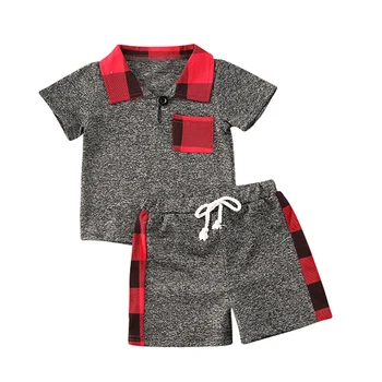 

2Pcs Fashion New Summer Newborn Baby Boys Clothes Cotton Casual Short Sleeve Plaid Tops T-shirt+Shorts Toddler Infant Outfit Set