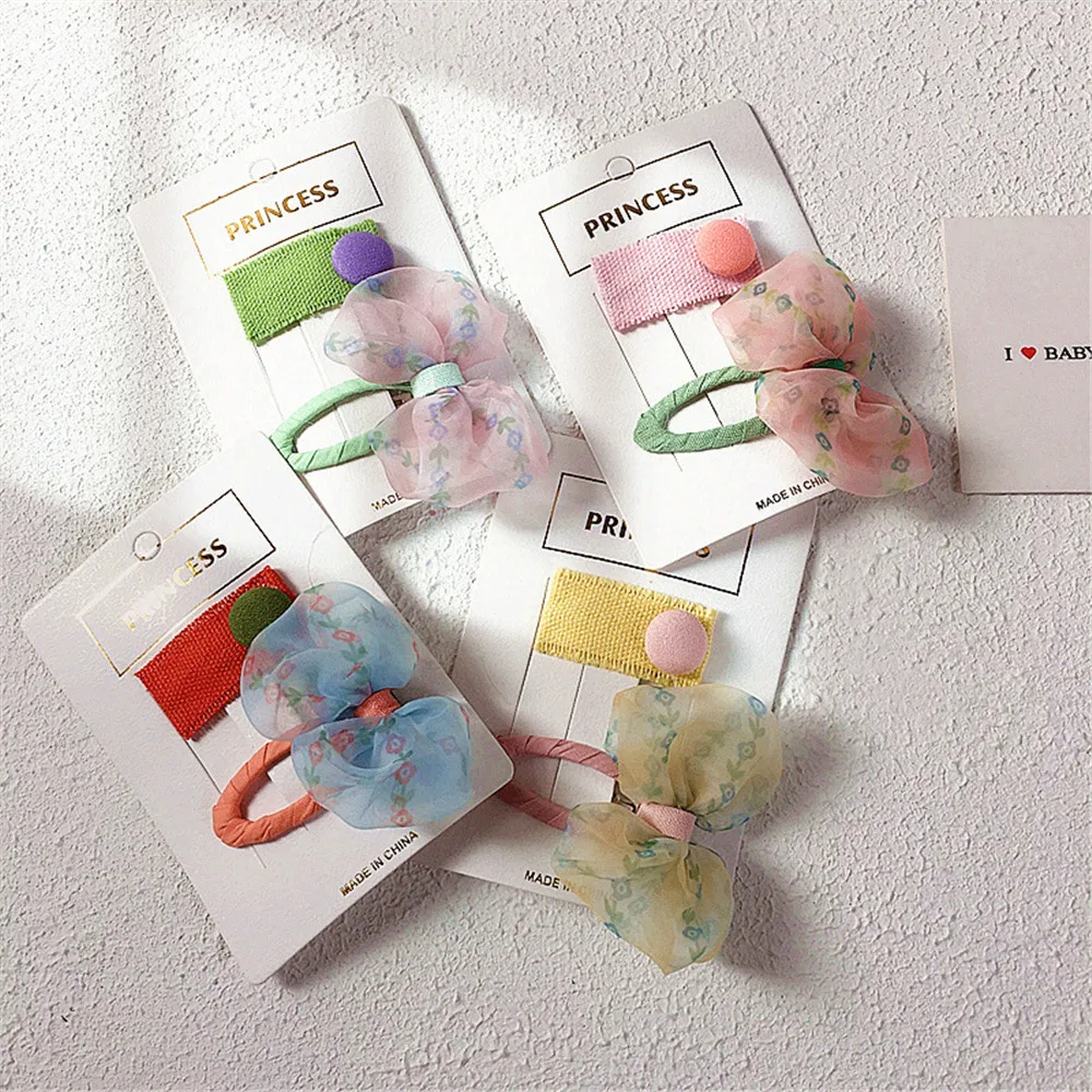 

Kids Children Girls BB Hair clips hairpins Bow knot Yarn Flower Korean Cute Summer Head wear Accessories Wholesale Gift