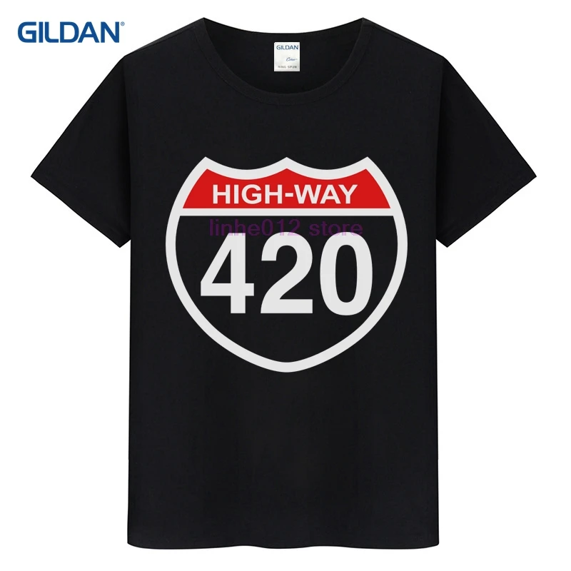 

New Tee Shirt Design 2019 Print Highway 420 Stoner T-Shirt Funny Weed Pot Collage Designer T Shirt Designer T-Shirt For