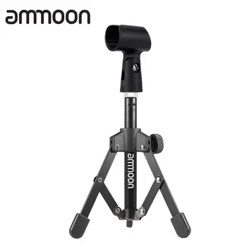 

ammoon MS-12 Mini Foldable Adjustable Desktop Microphone Stand Tripod with MC5 Mic Clip Holder for Meeting Lectures Podcasts