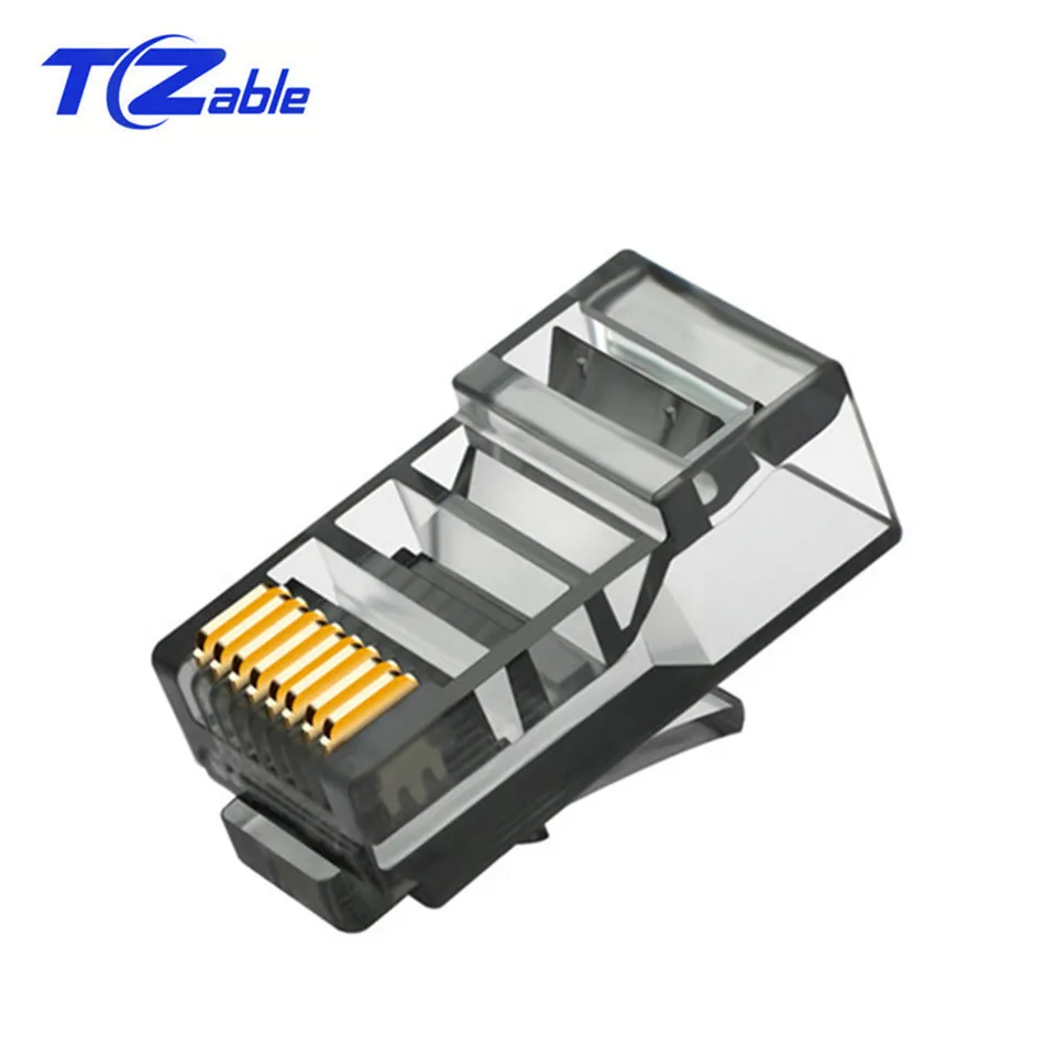 10 шт. RJ45 Разъем Cat5 CAT5e RJ45 сетевой адаптер Модульные вилки хрустальные головки Позолоченные 8P8C разъемы - Цвет: Black