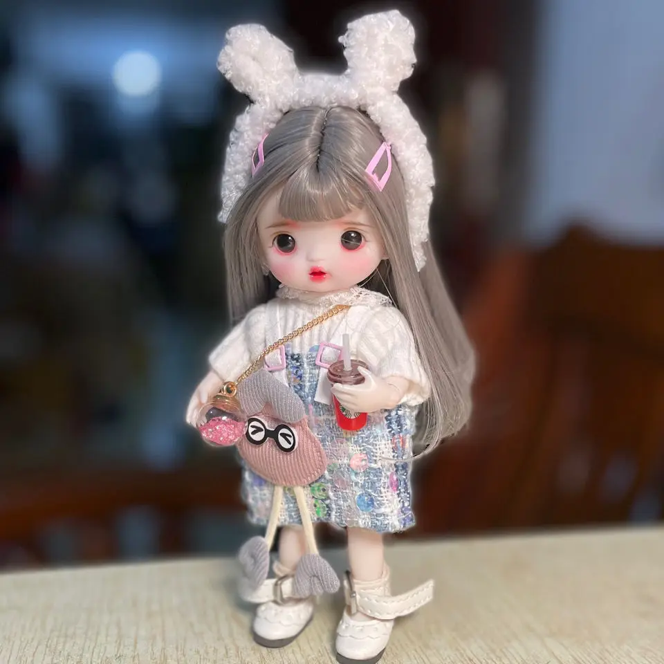 1/8 Scale Handmade Makeup BJD 16CM Princess Doll Super Cute Girl Fashion Suit OB11 Joints Body Figure Dolls Toy Gift C1604