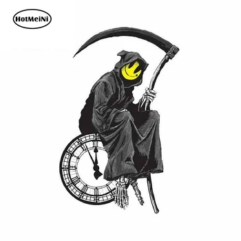 

HotMeiNi 13cm x 8.3cm for Grim Reaper Smiley Death Clock Fine Stickers Vinyl Car Wrap Waterproof Sunscreen Waterproof Decal