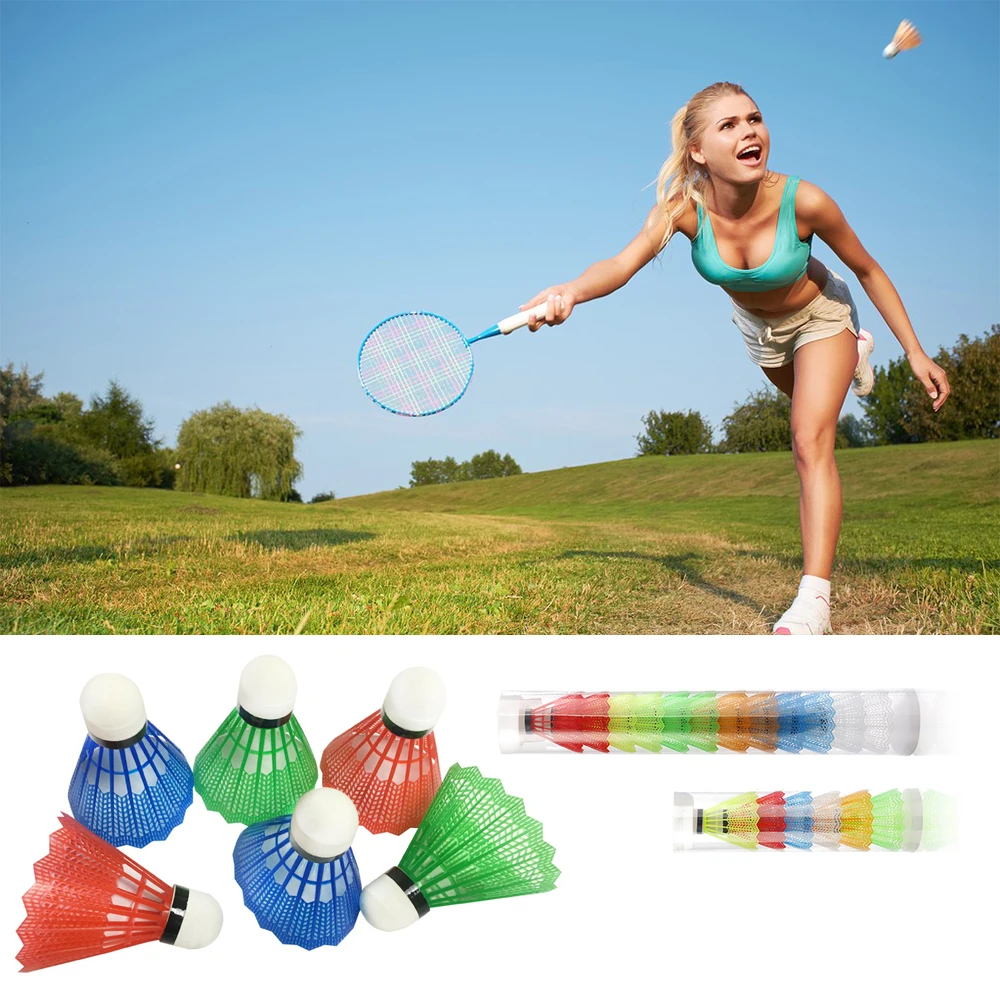 Colorful Badminton Balls Portable Indoor Outdoor Sport Training Game Flying Stability Durable Balls Nylon Shuttlecocks 12PCS badminton shuttlecock badminton ball