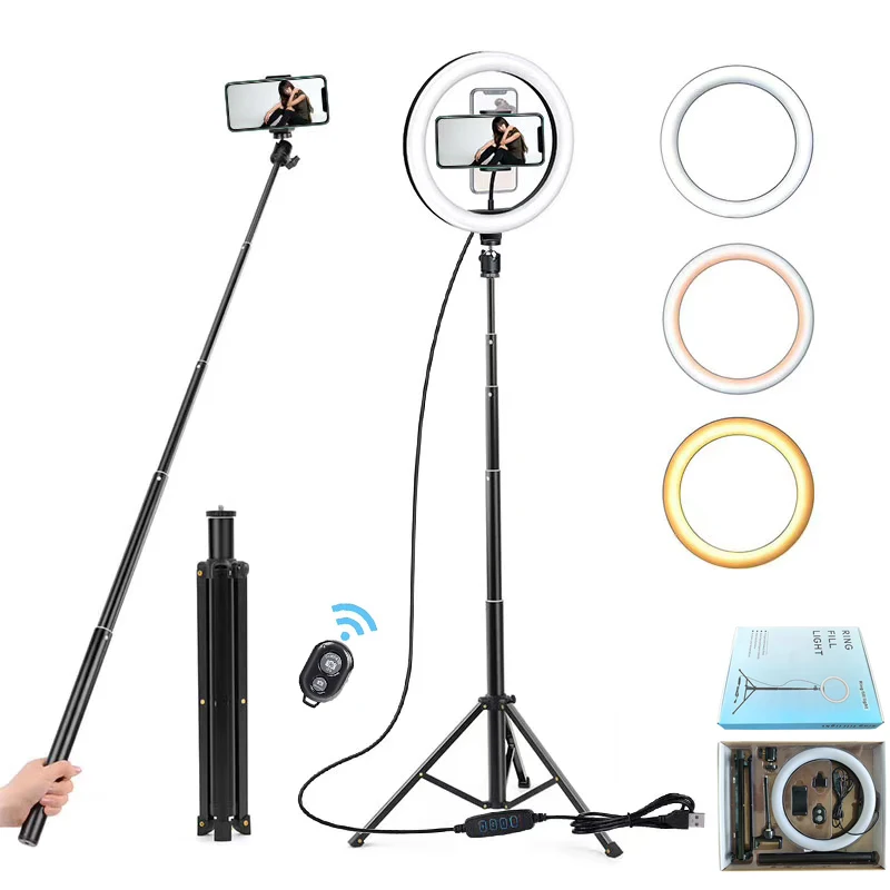 

Dimmable 10inch selfie LED RING LIGHT with Tripod for Makeup,Live Streaming & Youtube Video, Dimmable Ring Lamp for Photography