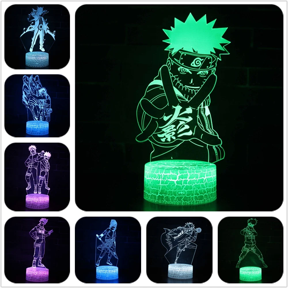 3D Uzumaki Naruto Hokage Hatake Kakashi Uchiha Sasuke Hyuga Neji Gai Tsunade Gaara Itachi 7 цветов лампа Сенсорная ночник |