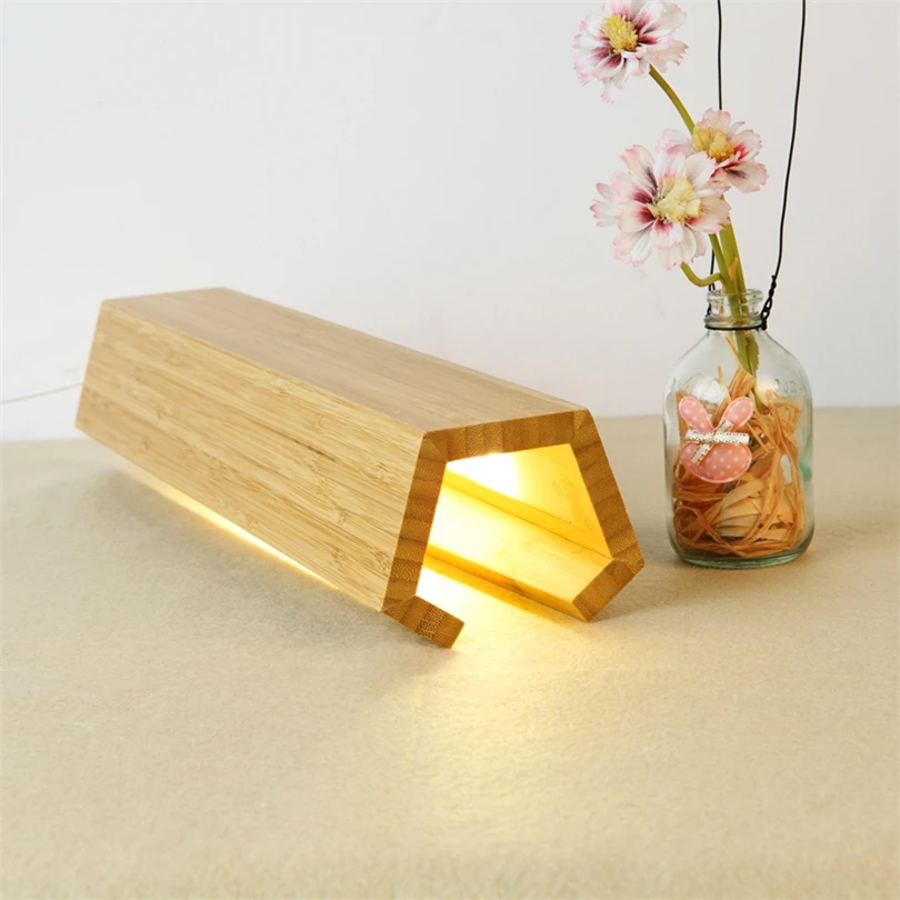Простой деревянный светодиодный прикроватный столик для спальни, японский арт домашний деко, USB дизайнерское украшение, тумбочка, ночник, светильник
