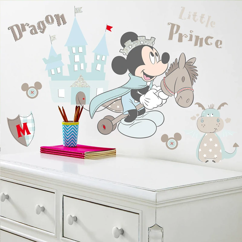 Cartoon Disney Mickey Mouse Prince Castle Dragon Wall Stickers For Home Decor Kids Rooms Wall Decals PVC Mural Art DIY Poster Cartoon Disney Mickey Mouse Prince Castle Dragon Wall Stickers For Home Decor Kids Rooms Wall Decals PVC Mural Art DIY Poster