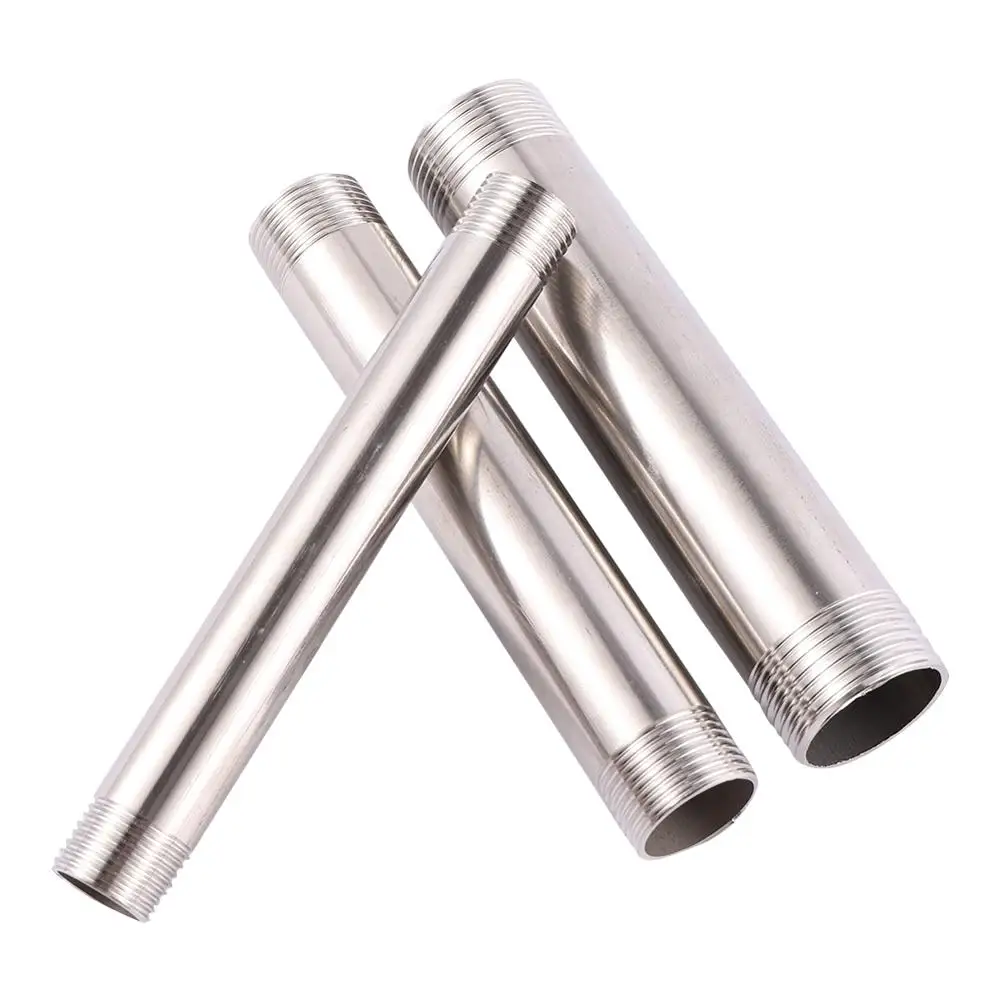 10cm304StainlessSteelDoubleMaleThreadStraightPipeGardenWater