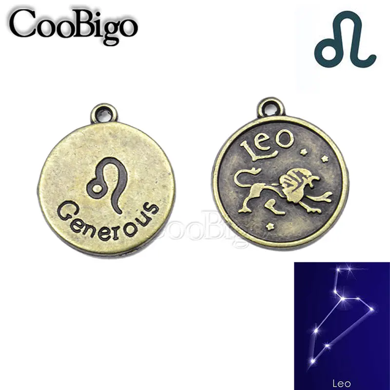 Leo 24 шт., 12 знаков зодиака, Знак зодиака, знак, подвеска амулет браслет, ожерелье на молнии, сумка для обуви, ювелирные изделия, колье, воротник, аксессуары для рукоделия - Цвет: Leo