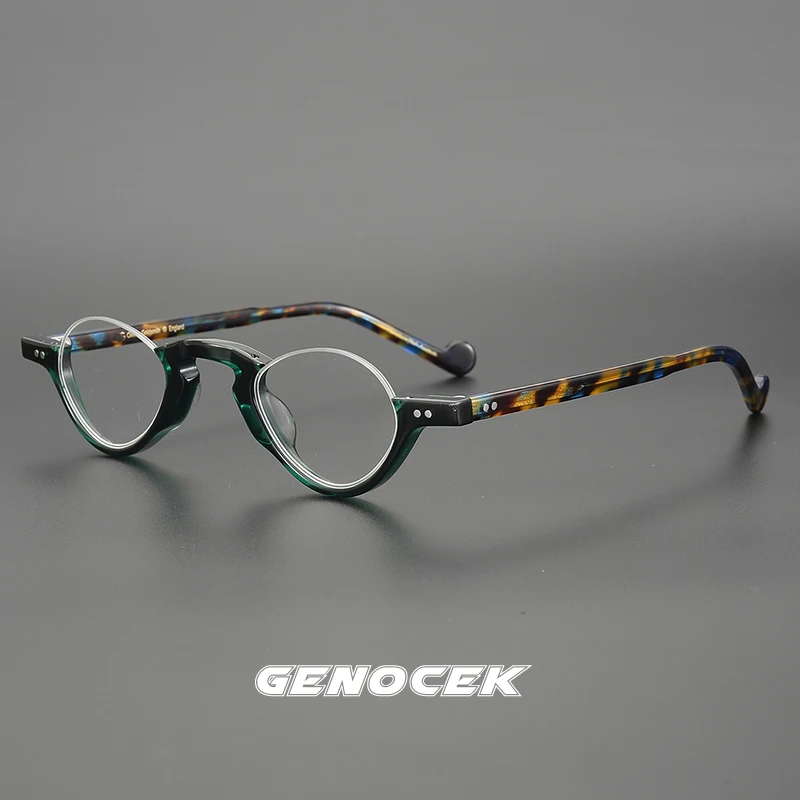 

Vintage Men Small Half Frame Acetate Glasses Frame Women Luxury Designer Prescription Myopia Optical Eyeglasses Frame Eyewear