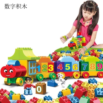 

New 50pcs Size Numbers Train Building Blocks Number Bricks Learning Educational Baby City Toys Compatible With Duplos for kids