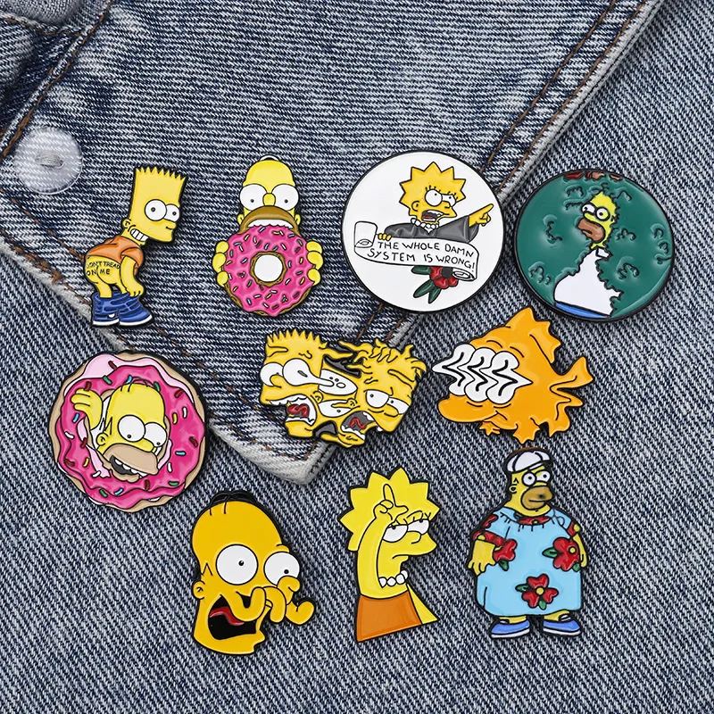 

Exquisite Badge Funny Animation Simpsons Alloy Enamel Badge School Supplies Office Accessories